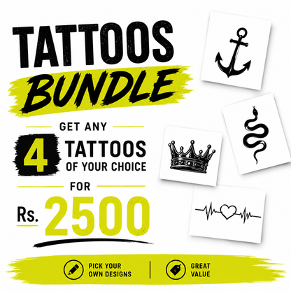Buy Any 4 Tattoos (1-2 Inch) in Rs. 2500